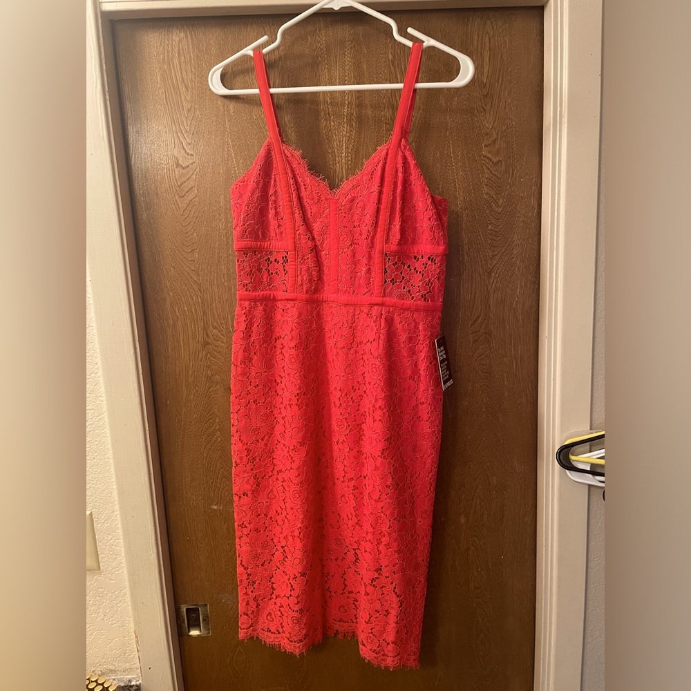**NWT** size 8 coral fitted dress from Express